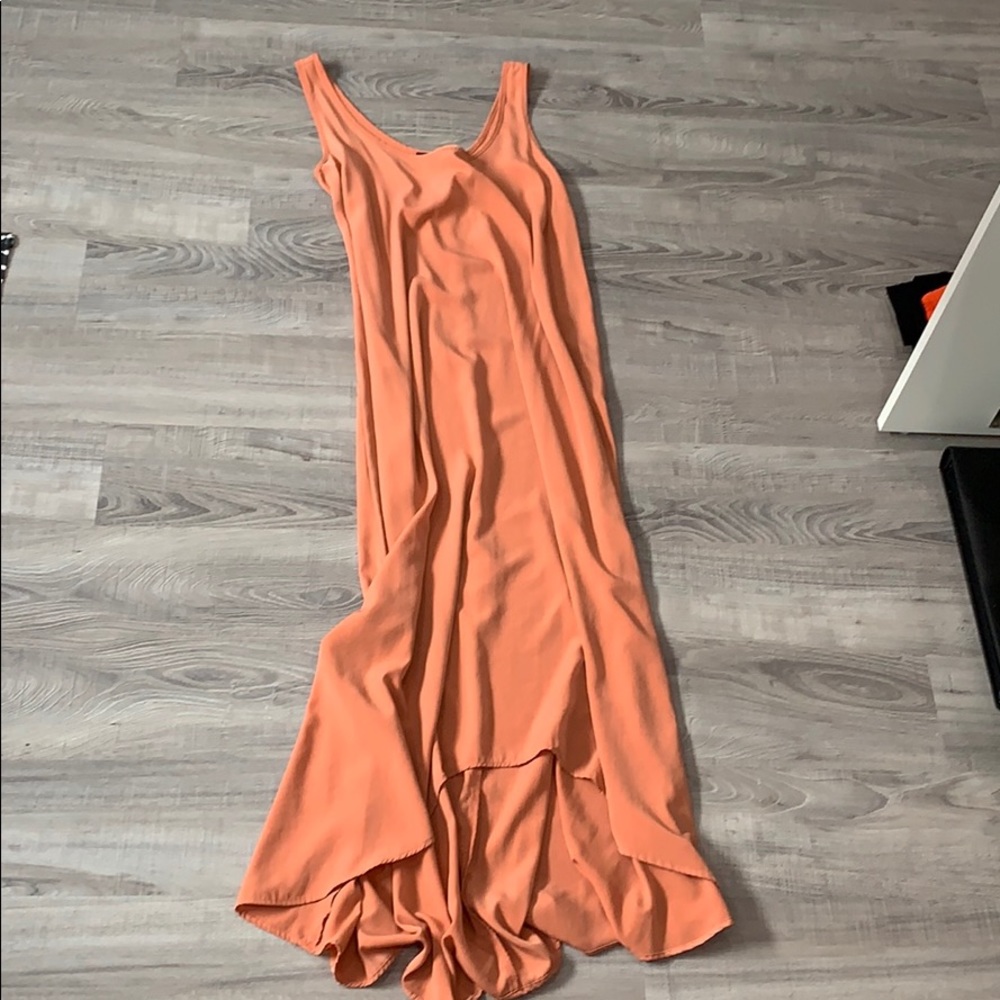Long blush satin dress